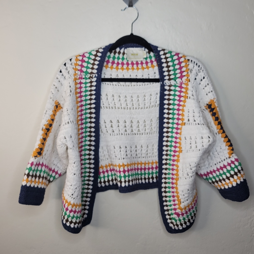 Maeve by Anthropology Multi Colored Crocheted Cardigan